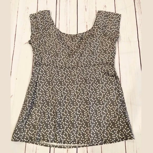 J Crew Top Size 2 Polka Dot Gray & White #208 - Picture 3 of 5
